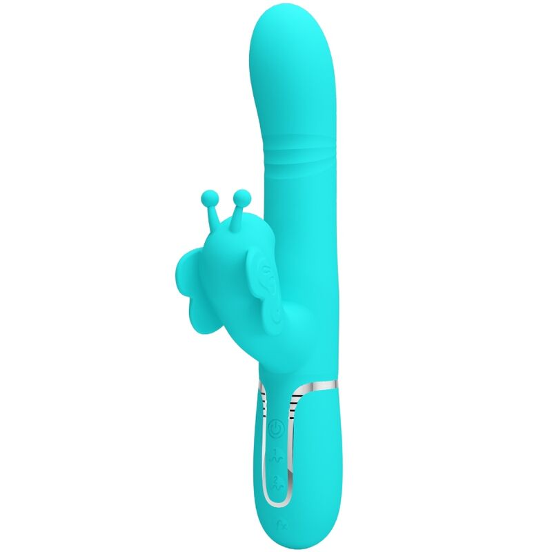 Pretty Love Multifunction Rabbit Vibrator 4 en 1 Butterfly Aqua Green