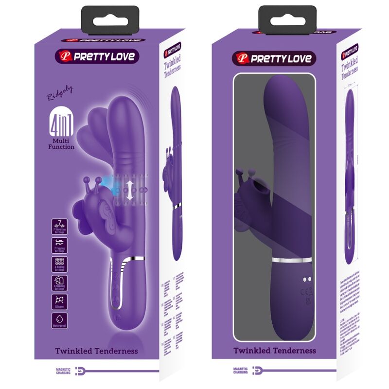 Pretty Love Multifunction Rabbit Vibrator 4 en 1 Butterfly Purple