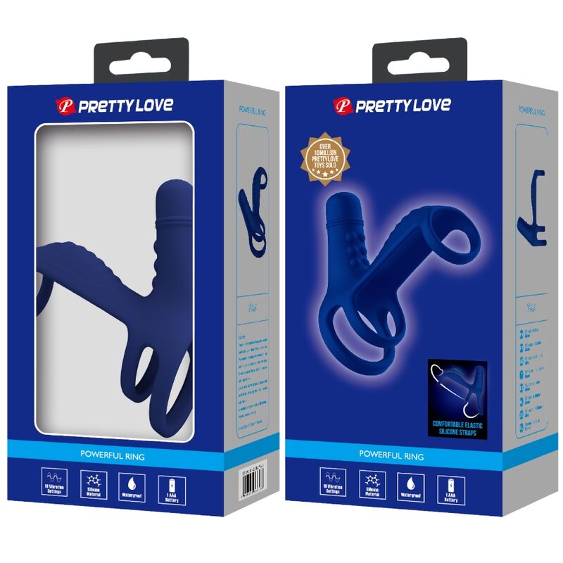 Pretty Love Elish Anillo Vibrador con Extensión Azul