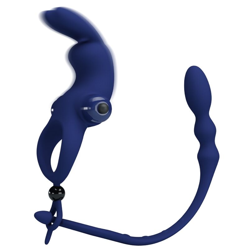 Pretty Love Ayad Rabbit Vibrator Ring with Plug Blue