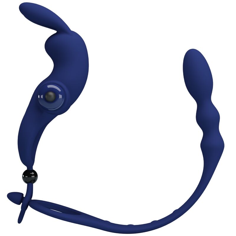 Pretty Love Ayad Rabbit Vibrator Ring with Plug Blue