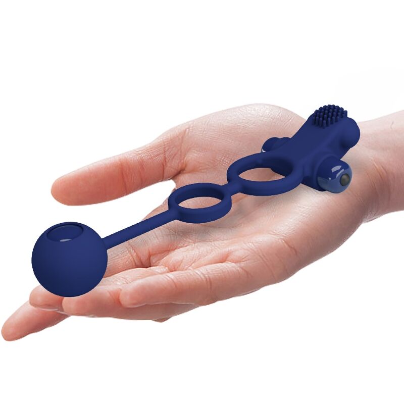 Pretty Love Remington Double Vibrating Ring with Plug Blue
