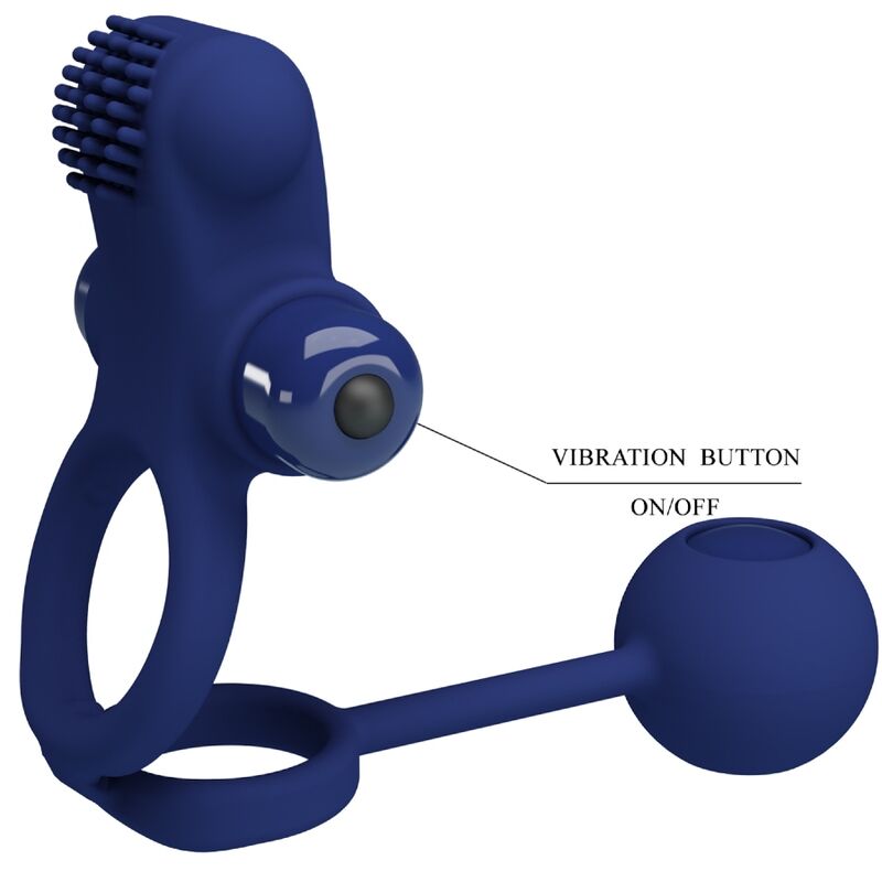 Pretty Love Remington Double Vibrating Ring with Plug Blue