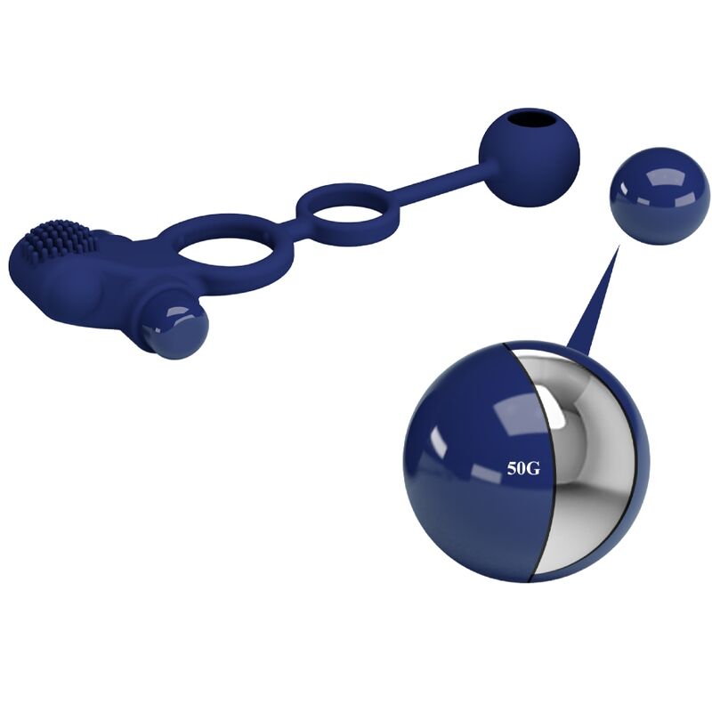 Pretty Love Remington Double Vibrating Ring with Plug Blue