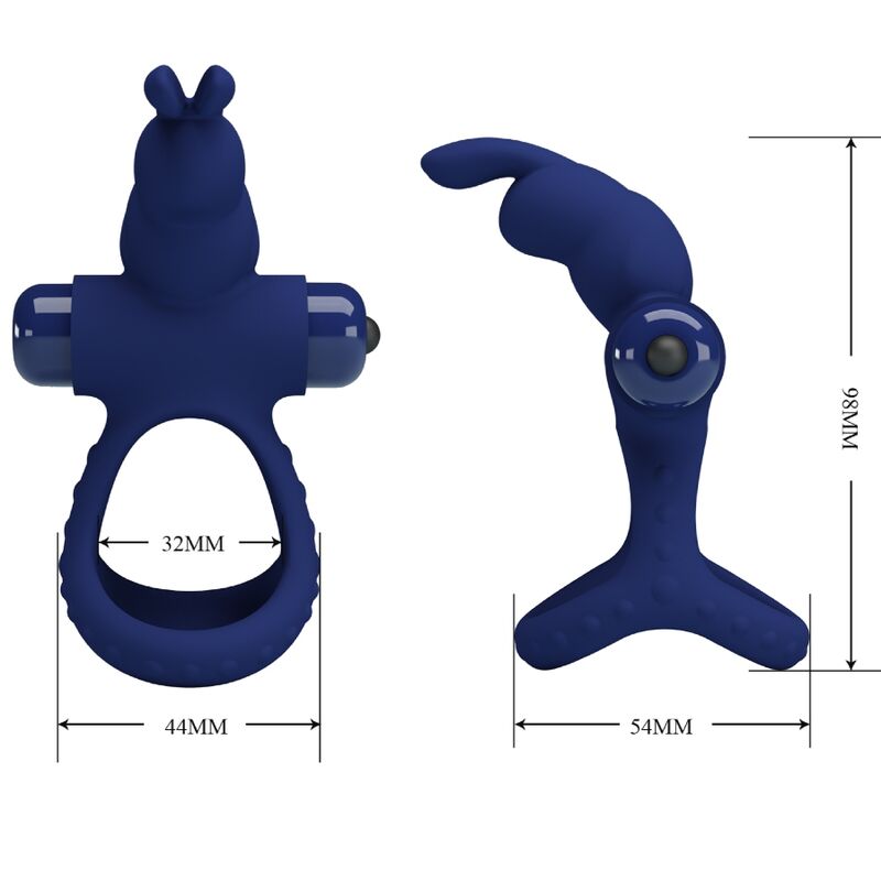Pretty Love Luchito Double Vibrating Ring Rabbit Blue