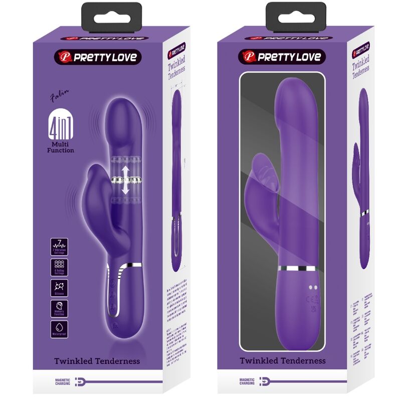Pretty Love Zalin Rabbit Vibrator Pearls 4 en 1 Púrpura