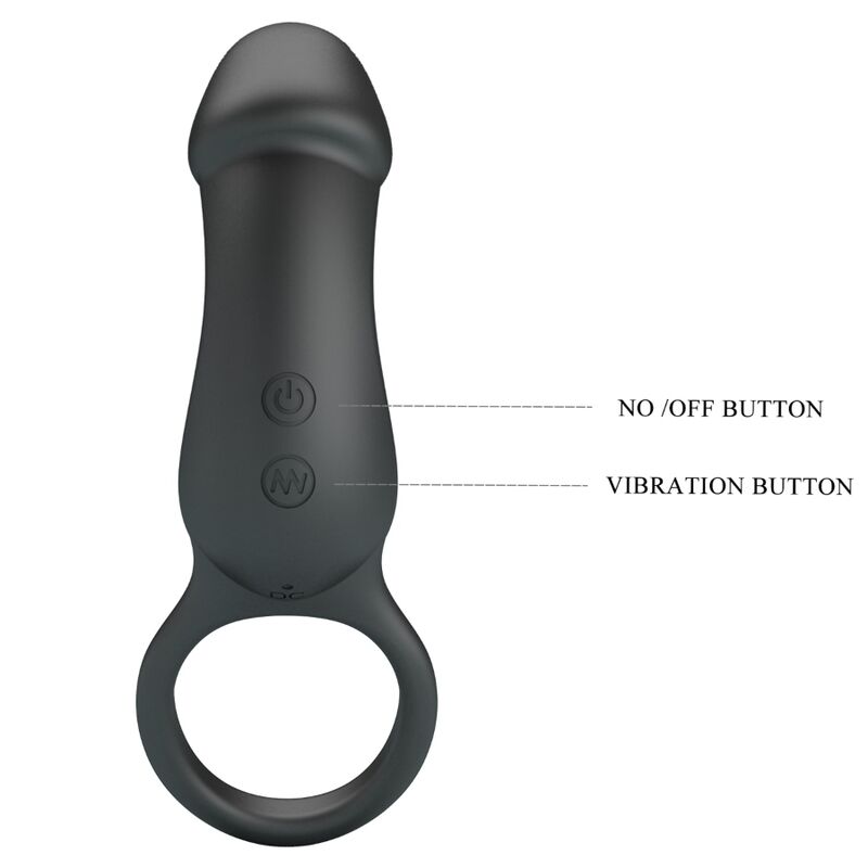Pretty Love Trae Vibrating Black Ring with Stimulator