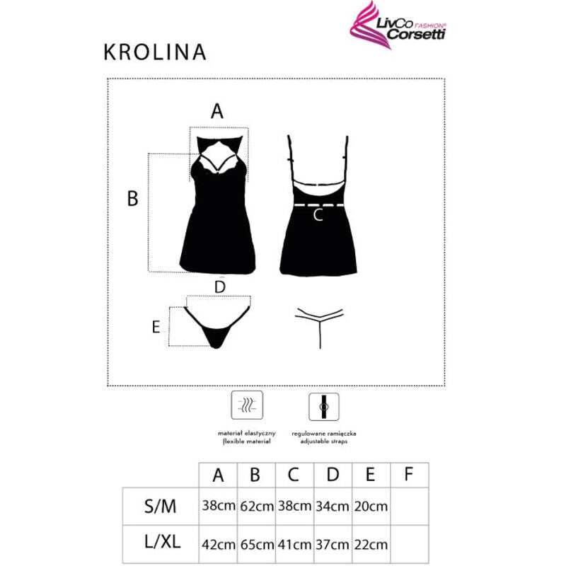 Livco Corsetti Krolina LC 90734 - Chemise + Tanga Negra L/XL