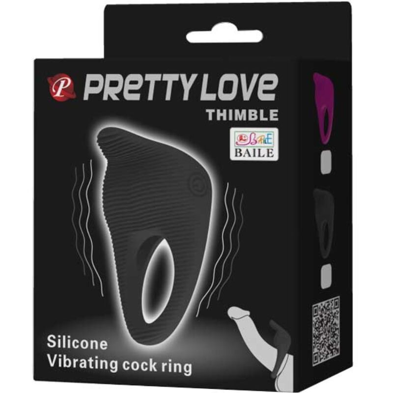 Pretty Love Thimble Vibrator Ring Black - Accesorio Estimulador