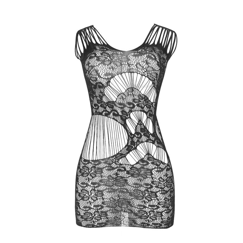 Vestido Largo Espalda Abierta Rejilla Negro - Subblime
