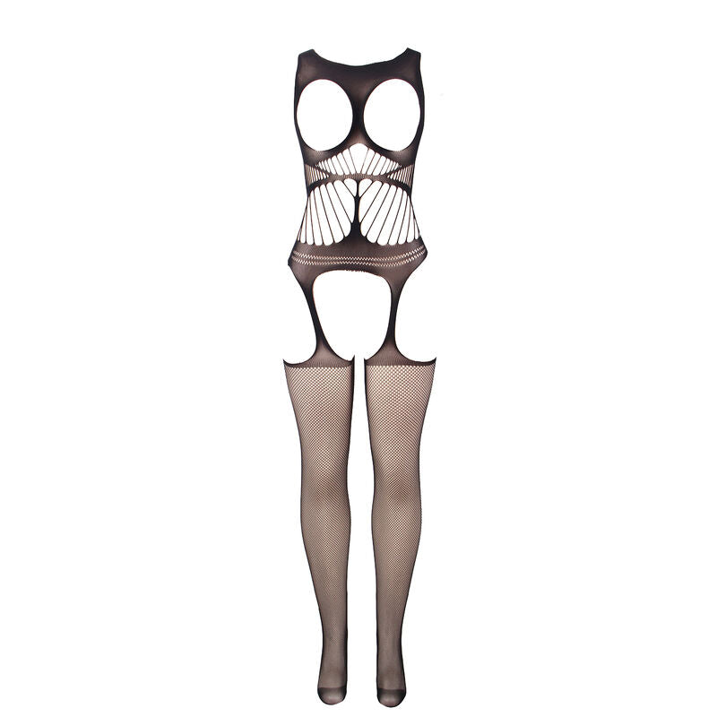 Bodystocking Fishnet Negro Subblime - Diseño Abierto y Hombros Descubiertos
