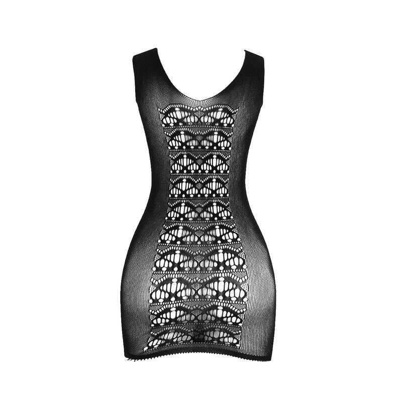 Vestido Corto de Rejilla Elástica Negro Talla Única Subblime