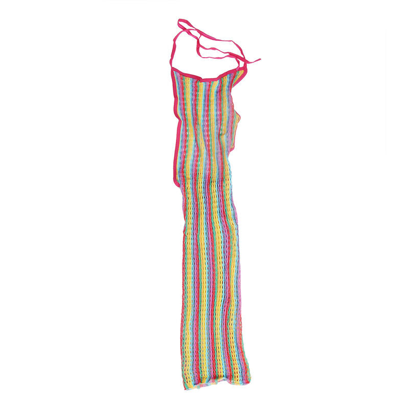Subblime Rainbow Fishnet Dress - Vestido de Red Arcoíris Hombros Descubiertos