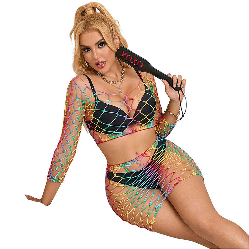 Subblime Rainbow Fishnet 2-Piece Set Long Sleeve
