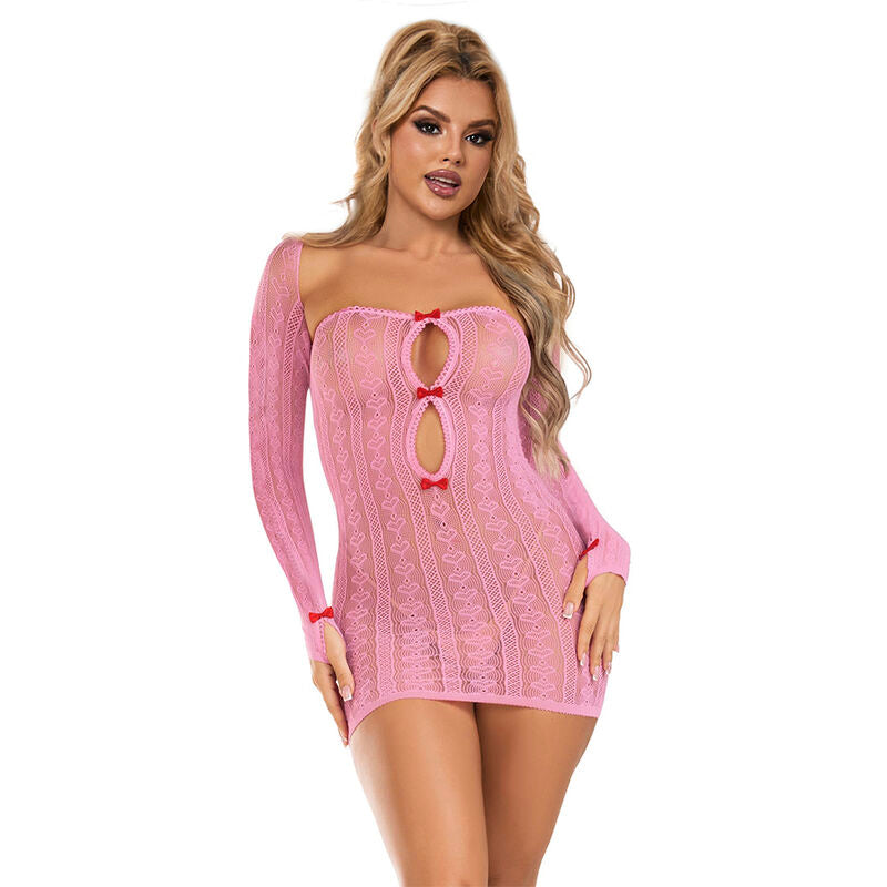 Subblime Pink Fishnet Bodystocking - Vestido de Malla Transparente One Size
