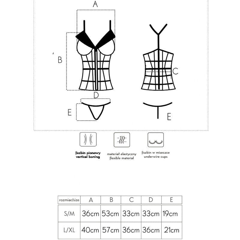 Livco Corsetti Laura LC 20215 - Corsé + Tanga Sensual Negro y Beige