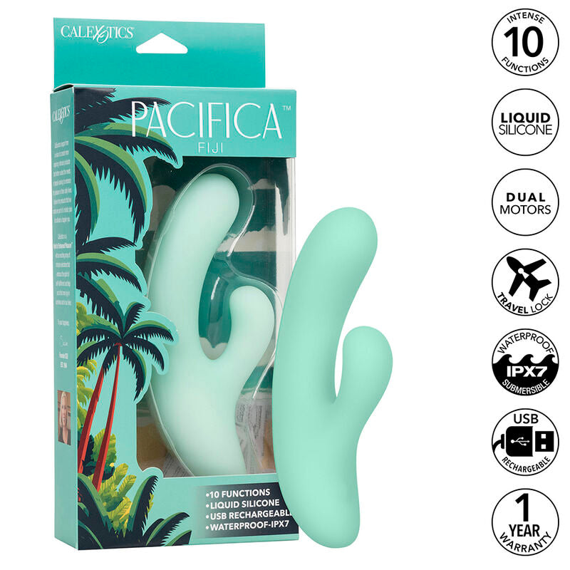 CalExotics Pacifica Fiji Vibrador y Estimulador Punto G 10 Vibraciones Aqua