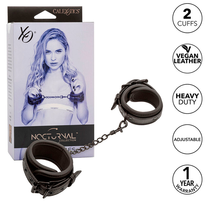 CalExotics Nocturnal Leather Wrist Cuffs - Ajustables en Negro