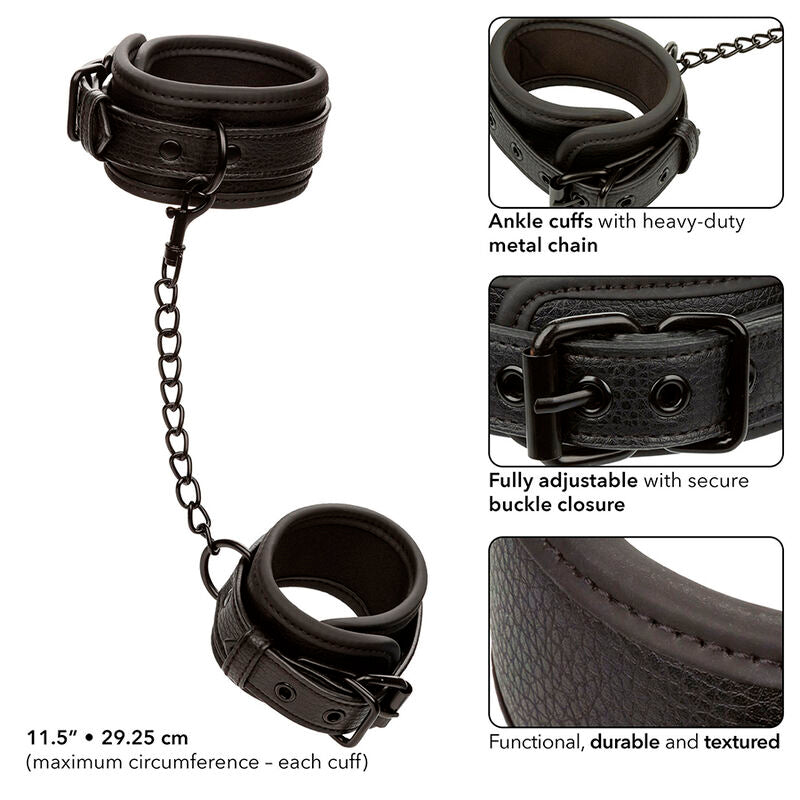 CalExotics Nocturnal Ankle Cuffs - Esposas de Cuero Ajustables para Tobillos