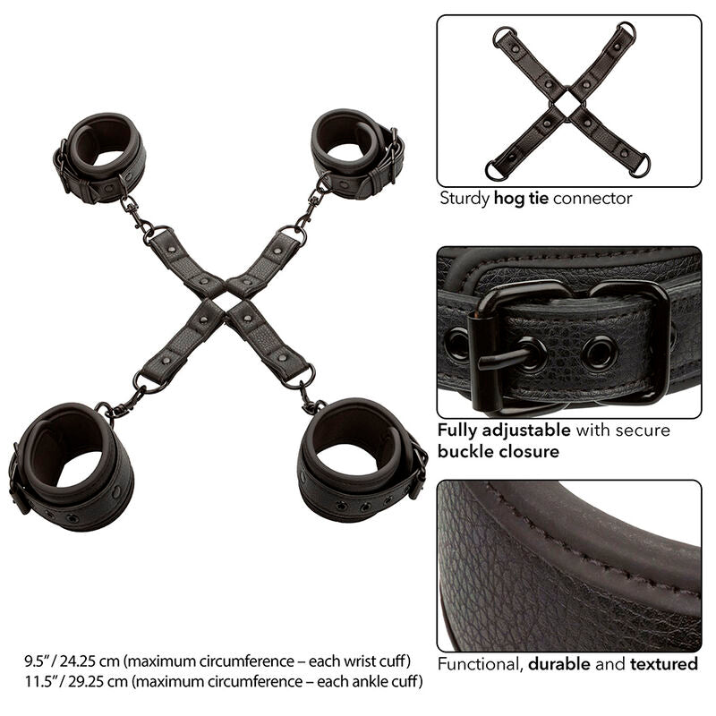 CalExotics Nocturnal Hog Tie Connector - Set Bondage Cuero Ajustable