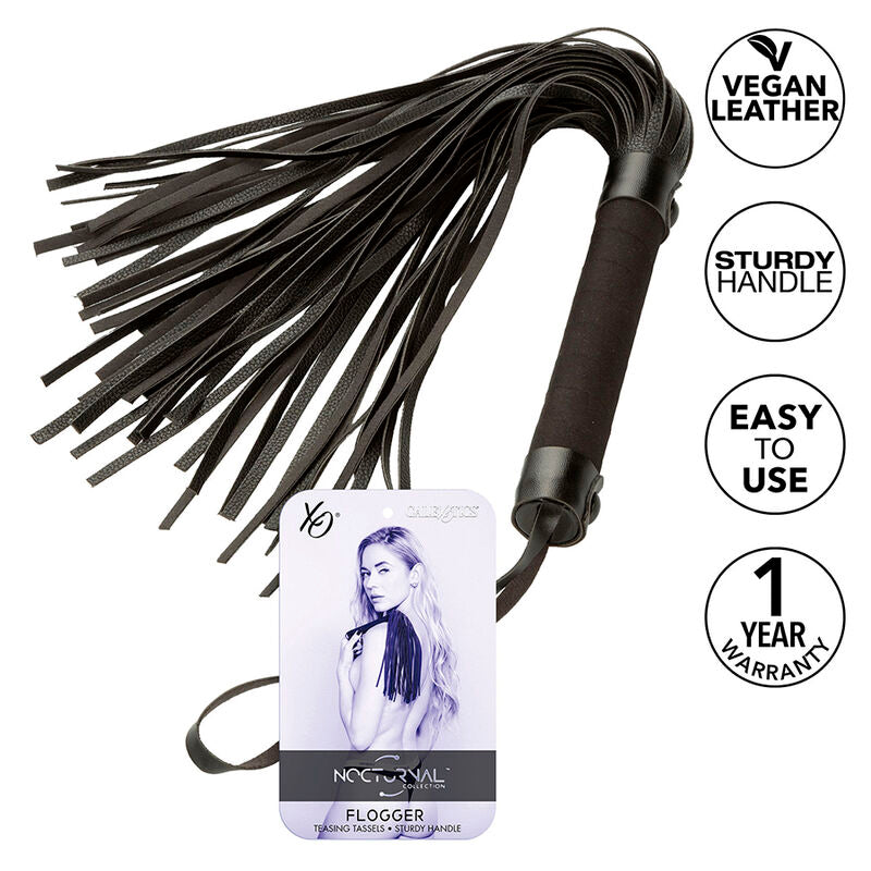 CalExotics Nocturnal Flogger - Azotador de Cuero Negro