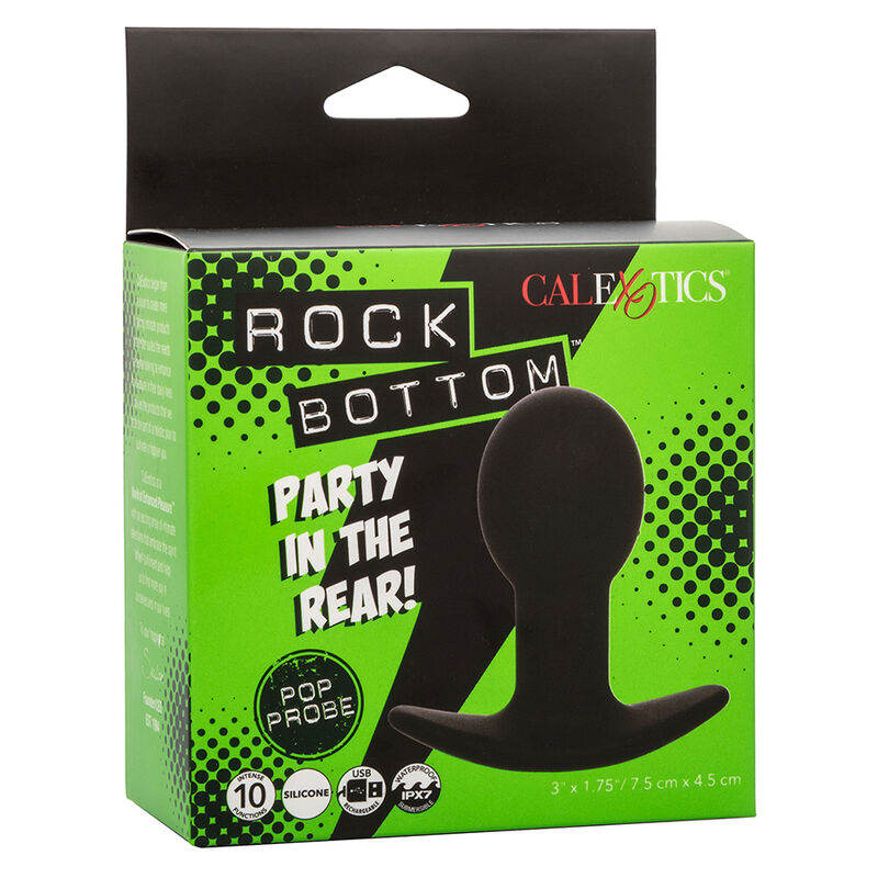 CalExotics Rock Bottom Anal Plug 10 Vibraciones Silicona Negro