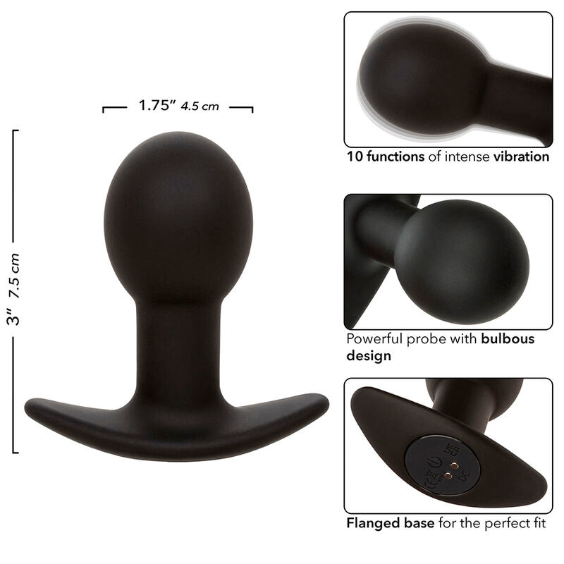 CalExotics Rock Bottom Anal Plug 10 Vibraciones Silicona Negro