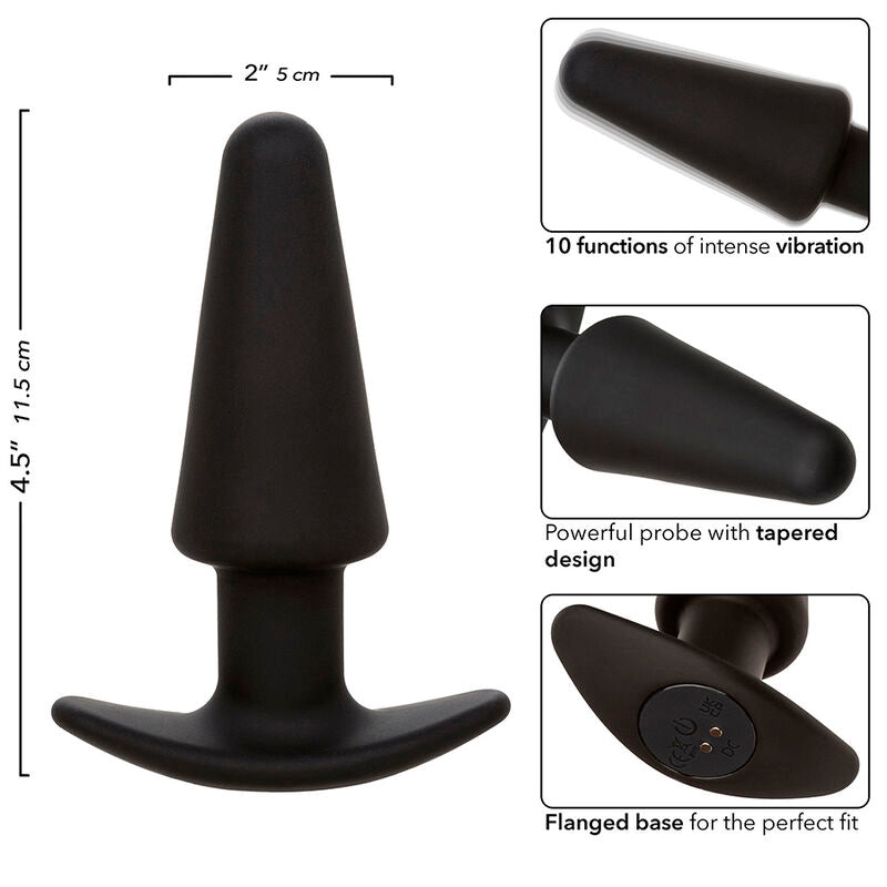 CalExotics Rock Bottom Tapered Anal Plug - 10 Vibraciones Silicona