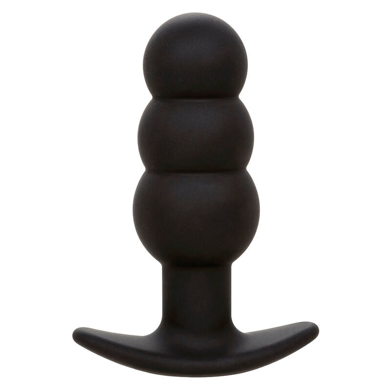CalExotics Rock Bottom Beaded Anal Plug - 10 Vibraciones Silicona Negra