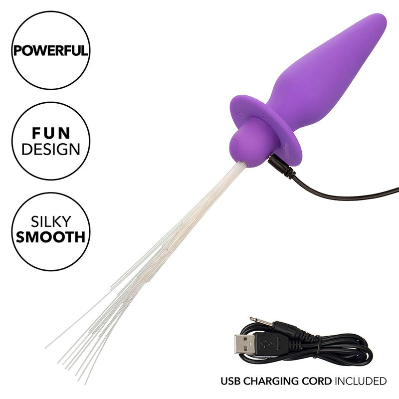 CalExotics Southern Lights Light Up Anal Plug Silicona Púrpura 10 Vibraciones