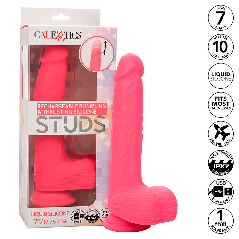 Studs Realistic Vibrator 10 Vibraciones Rosa