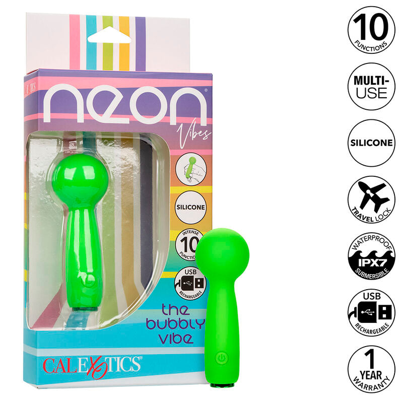 CalExotics Neon Vibes The Bubbly Vibe Mini Massager 10 Vibraciones Verde