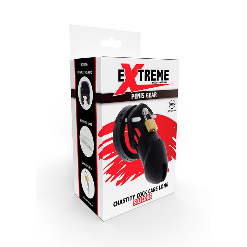Hidden Desire Extreme Chastity Cock Cage Silicone Talla L Negro