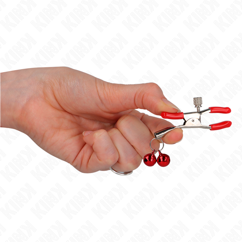 Kink Double Bell Nipple Clamp Red - Pinza para Pezones 6 cm