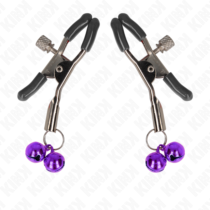 Kink Double Bell Nipple Clamp Purple - Pinza de Pezones Ajustable 6 cm