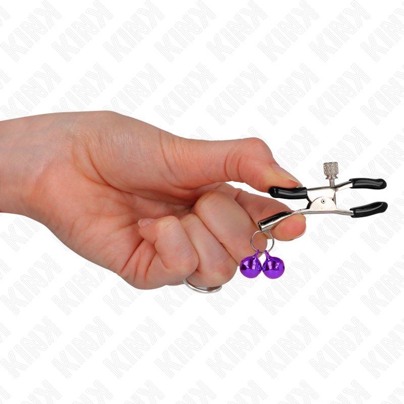 Kink Double Bell Nipple Clamp Purple - Pinza de Pezones Ajustable 6 cm