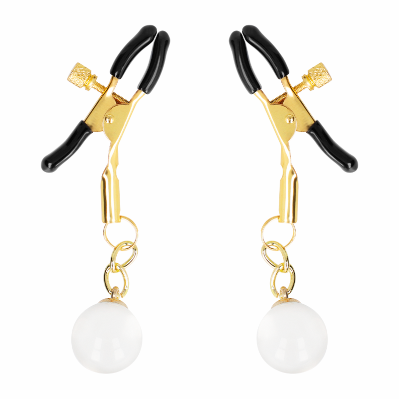 Pinzas para Pezones de Cristal KINK Gold 6 cm con Cadena de Cuentas