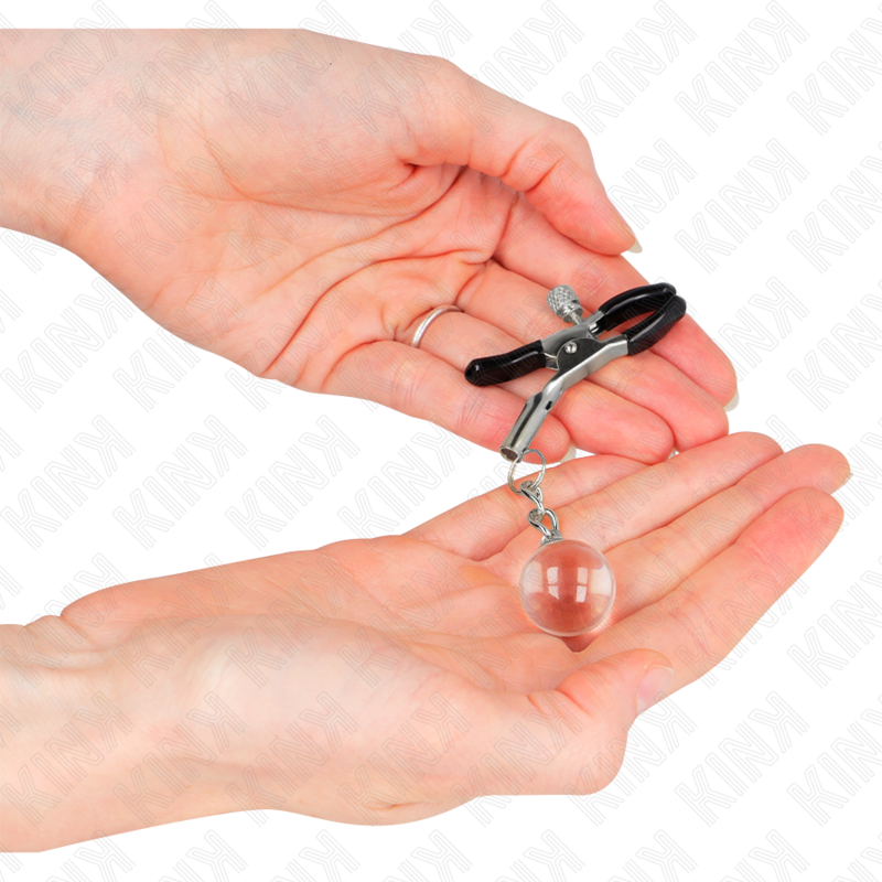 Pinzas para Pezones KINK Glass Bead Nipple Clamps Silver 6 cm