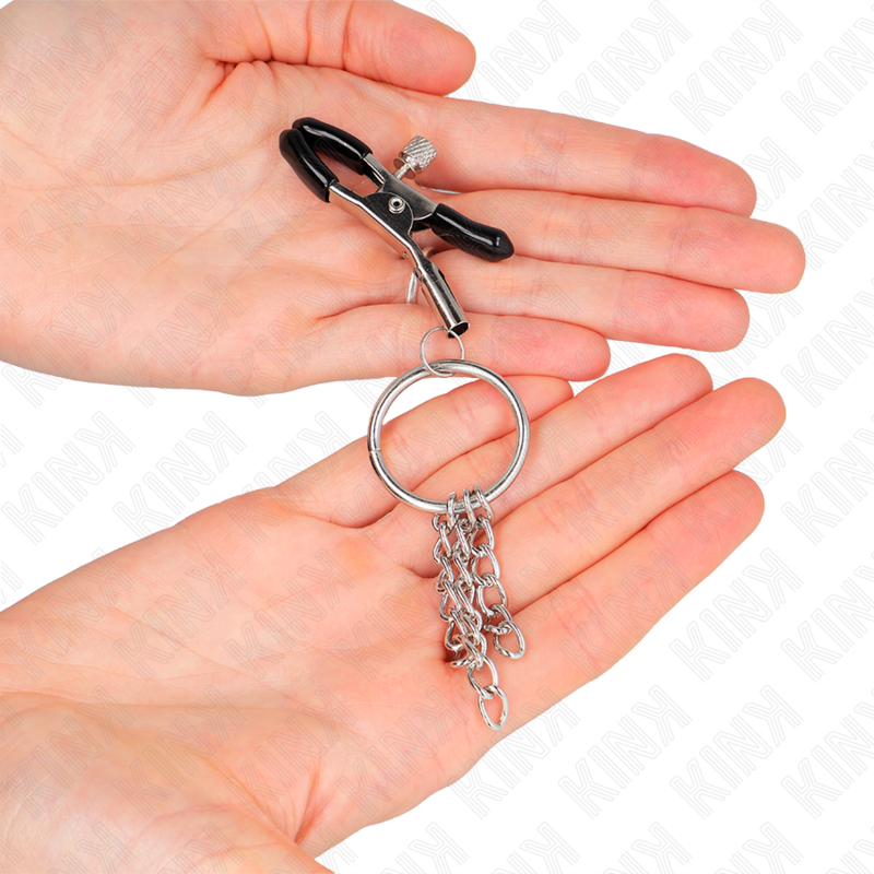 Kink O Ring Nipple Clamp with Chain Silver 6 cm