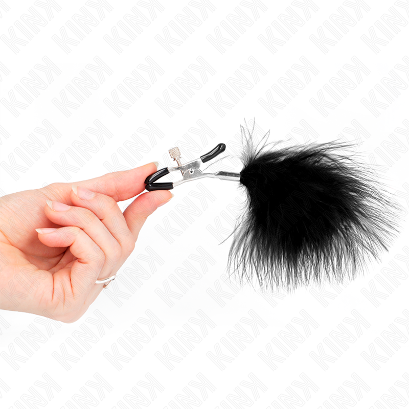 Kink Feather Nipple Clamp Black - Pinzas Ajustables para Pezones