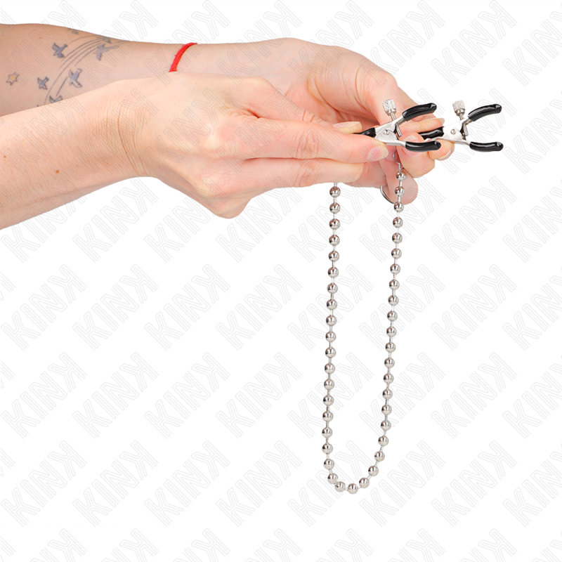 Pinzas para Pezones con Cadena de Cuentas 30 cm - KINK Nipple Grip