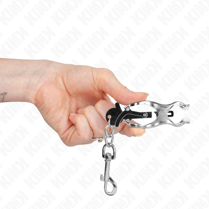 Pinzas para Pezones Japonesas KINK con Ganchos - Metal Plateado