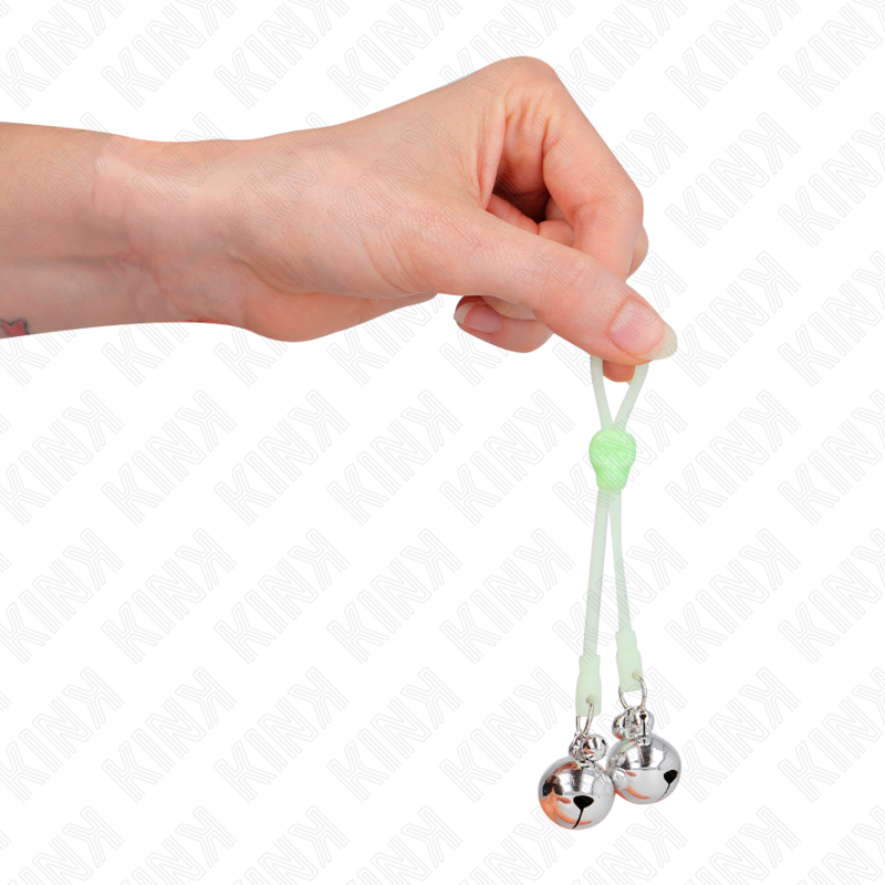 Kink Luminous Skull Nipple Clamps - Ajustables con Campanas Verde/Plata