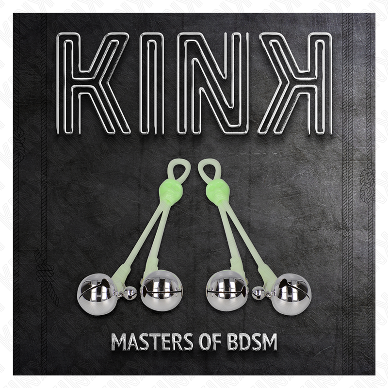 Kink Luminous Skull Nipple Clamps - Ajustables con Campanas Verde/Plata