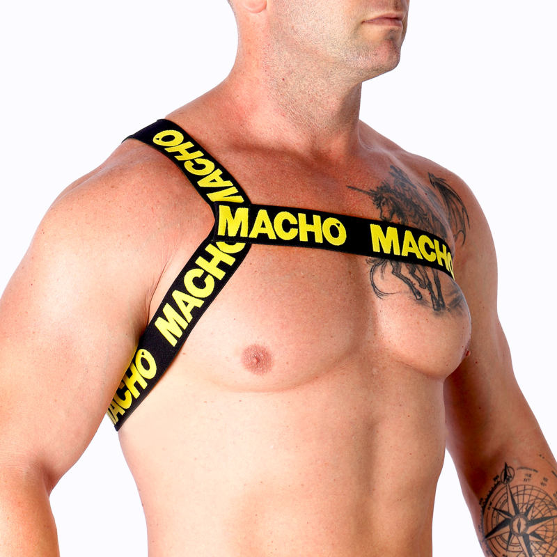 Macho Roman Harness Yellow S/M - Arnés de Moda