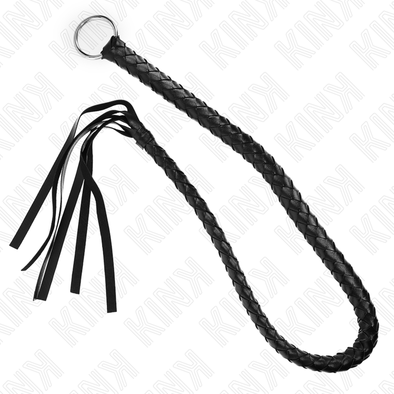 Látigo Snake Whip Negro 65 cm con Anillo de Mano - Cuero Genuino