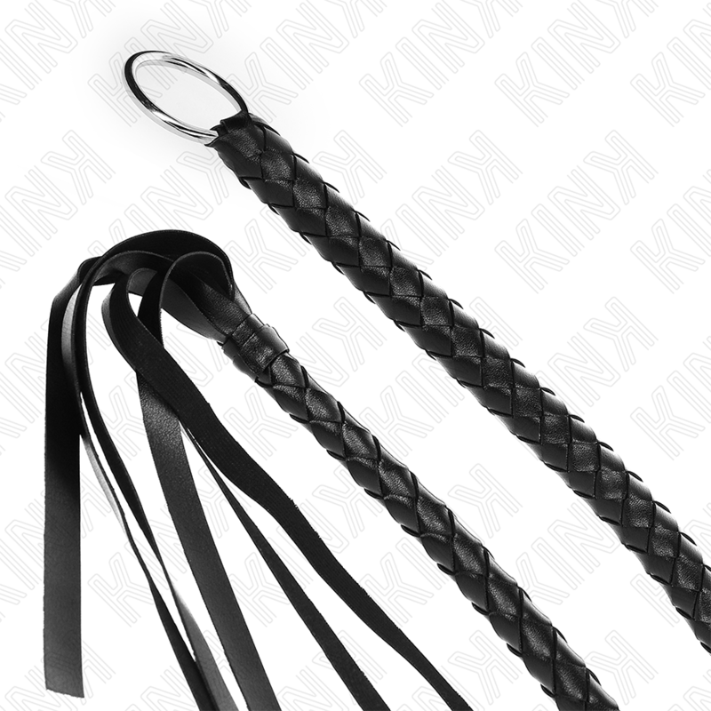 Látigo Snake Whip Negro 65 cm con Anillo de Mano - Cuero Genuino