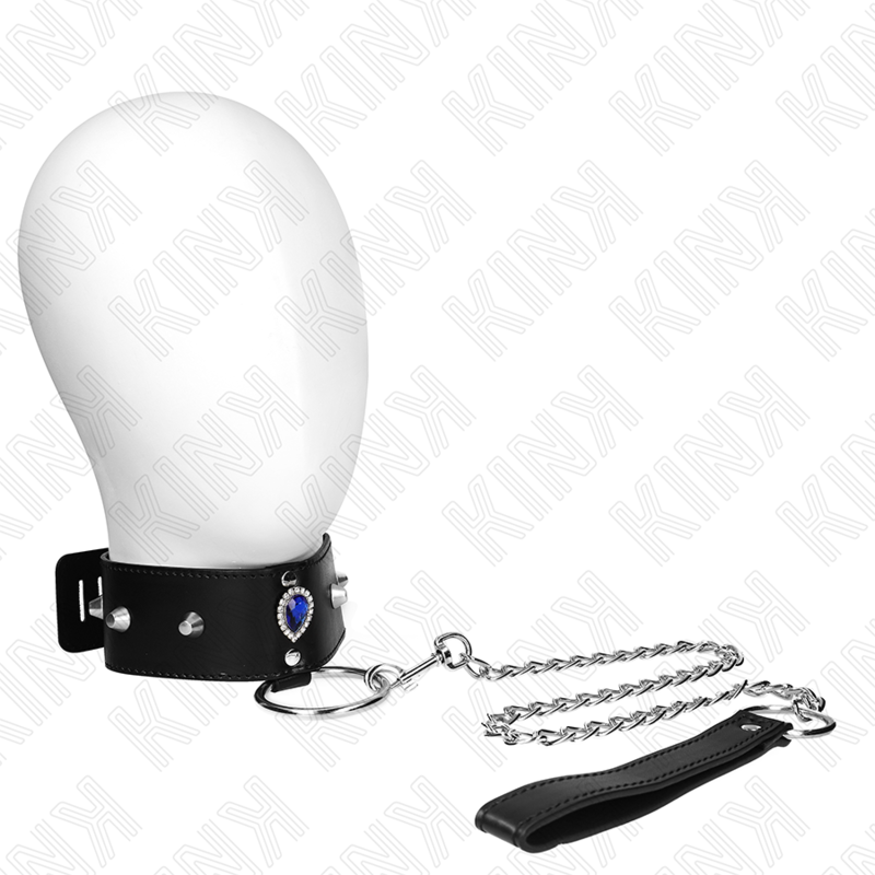 Collar KINK con Correa y Diamantes Azules Ajustable 36-43 cm