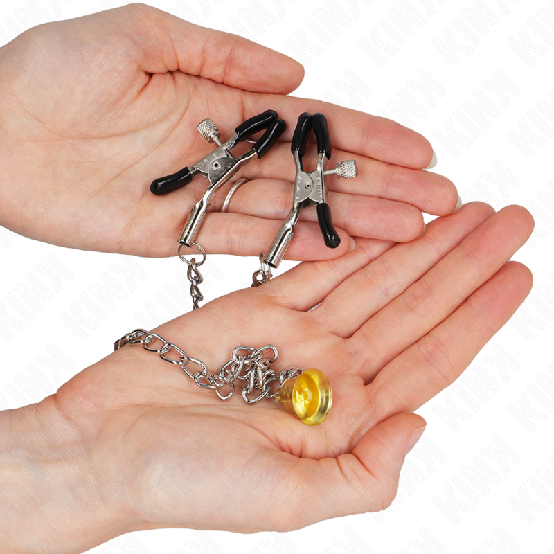 Pinzas para Pezones con Cadena y Colgante Cuerno - 30 cm
