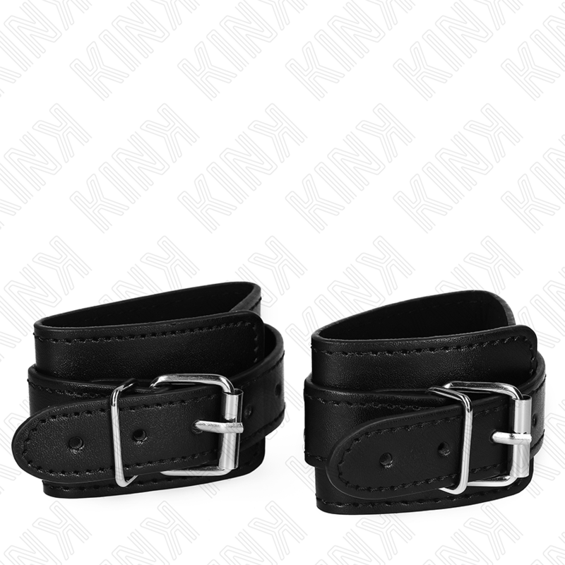Kink Lockable Dungeon Wrist Restraints - Cuero Ajustable Negro